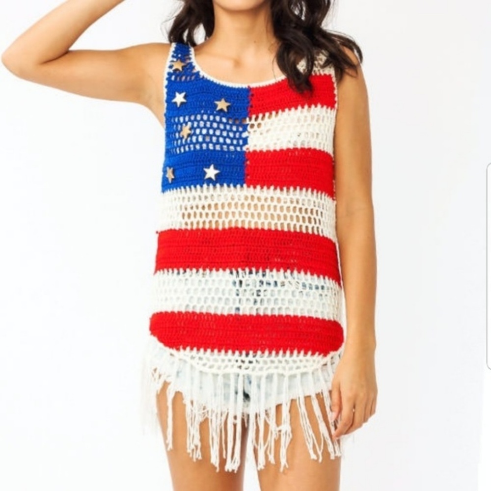 Crochet American flag made in the US top